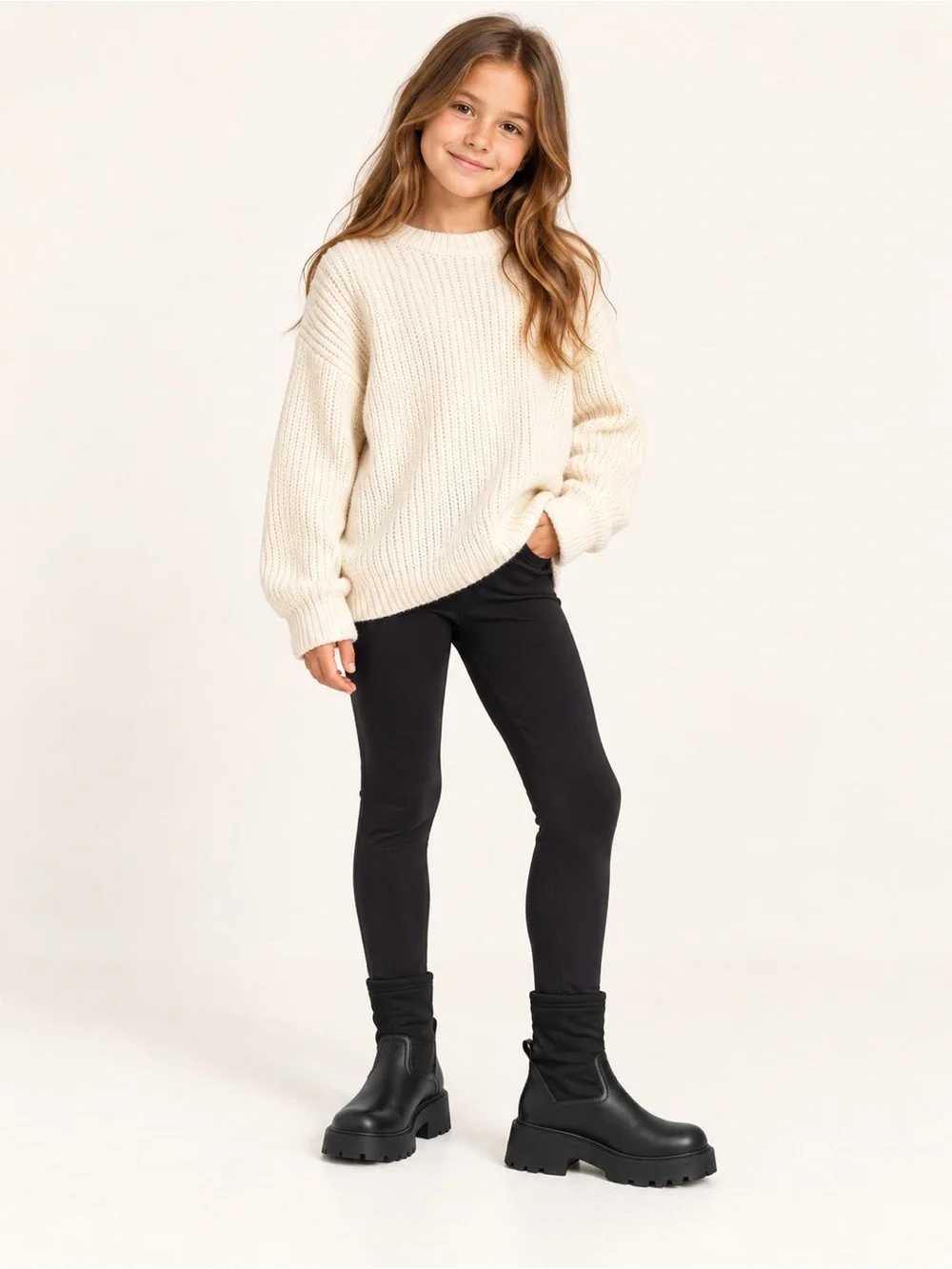Zara Girls Black Chunky Lug Sole Sock Ankle Boots Zip EU 33 US 2 Worn Once